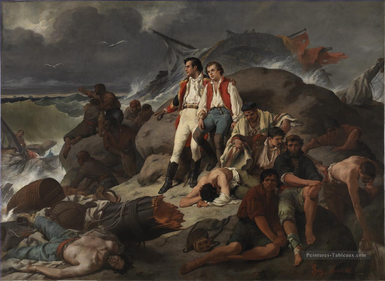 Épisode de bataille de Trafalgar 1862 Francisco Sans y Cabot Batailles navales Peintures à l'huile